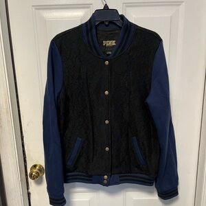 PINK Victoria's Secret Black and Blue Varsity Jacket